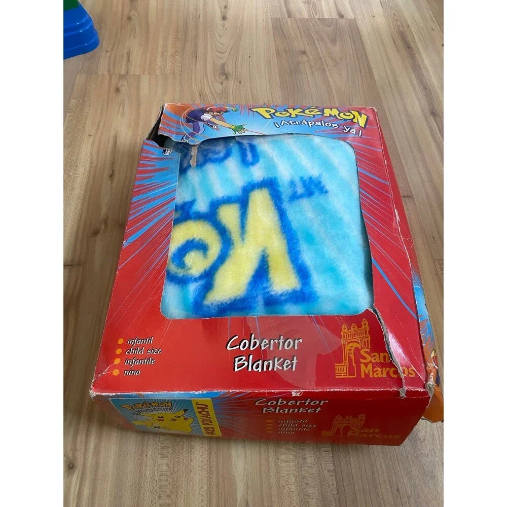 Vintage Nintendo Official Pokemon San Marcos Blanket Pikachu open Box